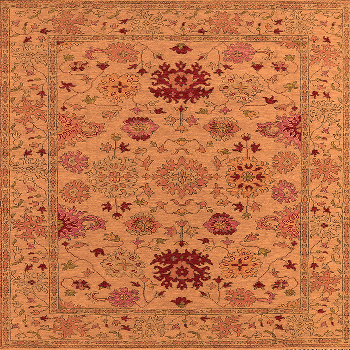 Square Machine Washable Oriental Orange Industrial Area Rugs, wshurb2811org