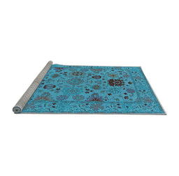 Sideview of Machine Washable Oriental Light Blue Industrial Rug, wshurb2811lblu