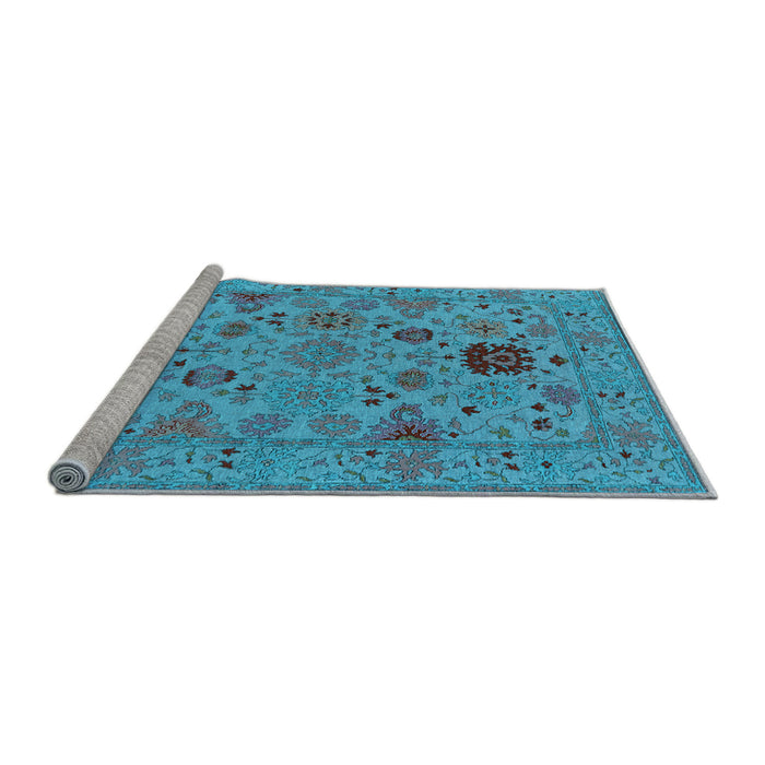 Sideview of Machine Washable Oriental Light Blue Industrial Rug, wshurb2811lblu