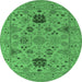 Round Oriental Emerald Green Industrial Rug, urb2811emgrn