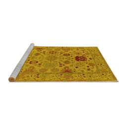 Sideview of Machine Washable Oriental Yellow Industrial Rug, wshurb2811yw