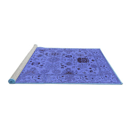 Sideview of Machine Washable Oriental Blue Industrial Rug, wshurb2811blu