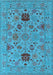 Machine Washable Oriental Light Blue Industrial Rug, wshurb2811lblu