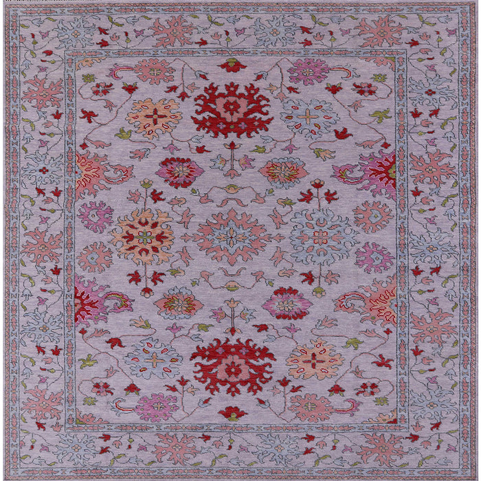 Square Mid-Century Modern Mauve Taupe Purple Oriental Rug, urb2811