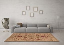 Machine Washable Oriental Brown Industrial Rug in a Living Room,, wshurb2811brn