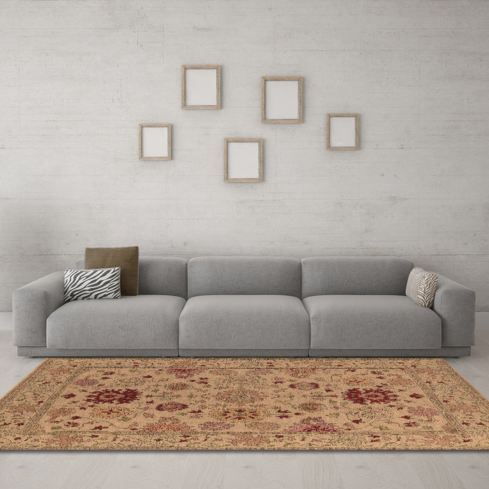 Machine Washable Oriental Brown Industrial Rug in a Living Room,, wshurb2811brn