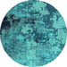 Round Oriental Turquoise Industrial Rug, urb2812turq