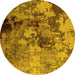 Round Machine Washable Oriental Yellow Industrial Rug, wshurb2812yw