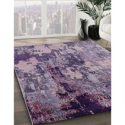 Mid-Century Modern Purple Oriental Rug in Family Room, urb2812