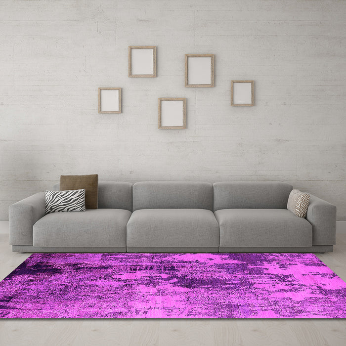 Machine Washable Oriental Pink Industrial Rug in a Living Room, wshurb2812pnk