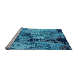 Sideview of Machine Washable Oriental Light Blue Industrial Rug, wshurb2812lblu