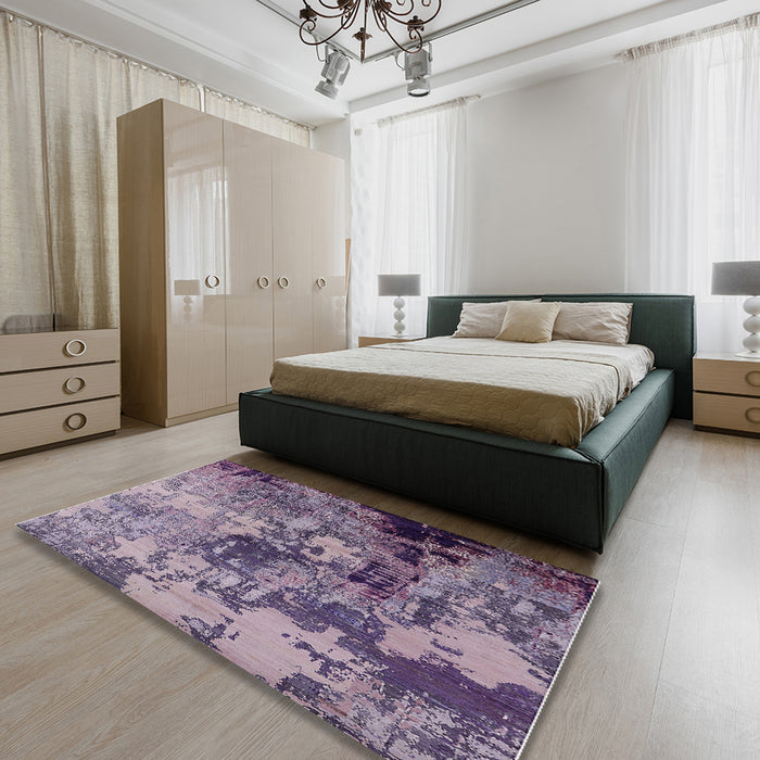 Machine Washable Industrial Modern Purple Rug in a Bedroom, wshurb2812