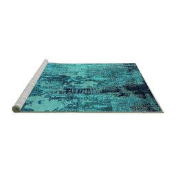 Sideview of Machine Washable Oriental Turquoise Industrial Area Rugs, wshurb2812turq