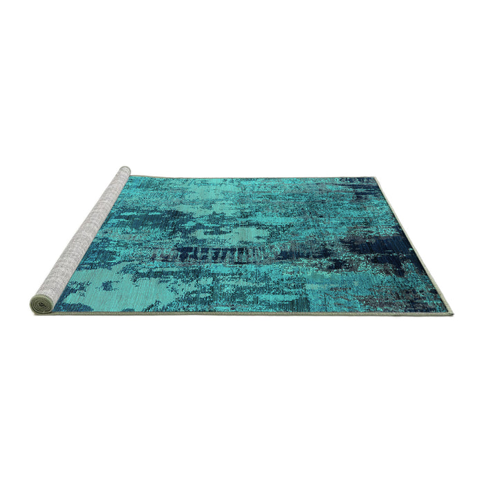 Sideview of Machine Washable Oriental Turquoise Industrial Area Rugs, wshurb2812turq