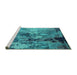 Sideview of Machine Washable Oriental Turquoise Industrial Area Rugs, wshurb2812turq