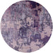 Round Mid-Century Modern Purple Oriental Rug, urb2812