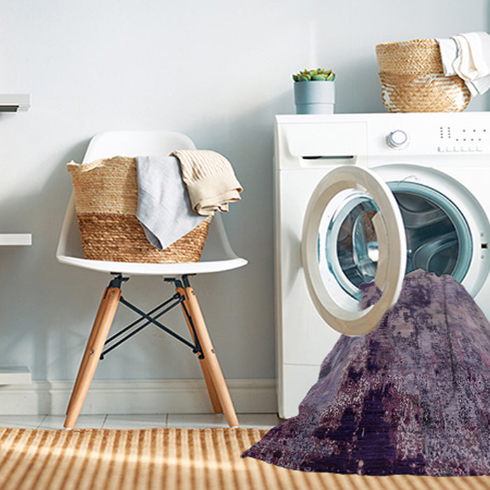 Machine Washable Industrial Modern Purple Rug in a Washing Machine, wshurb2812