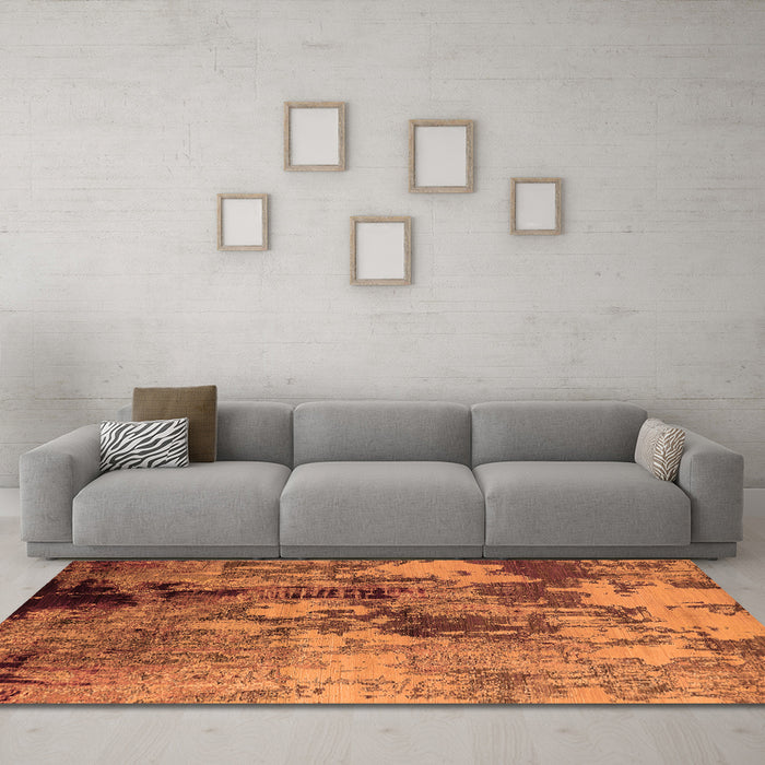Machine Washable Oriental Orange Industrial Area Rugs in a Living Room, wshurb2812org