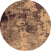 Round Oriental Brown Industrial Rug, urb2812brn