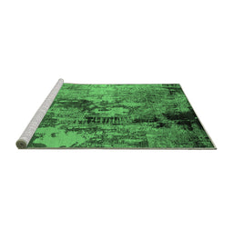 Sideview of Machine Washable Oriental Emerald Green Industrial Area Rugs, wshurb2812emgrn