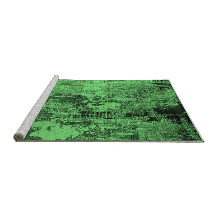 Sideview of Machine Washable Oriental Emerald Green Industrial Area Rugs, wshurb2812emgrn