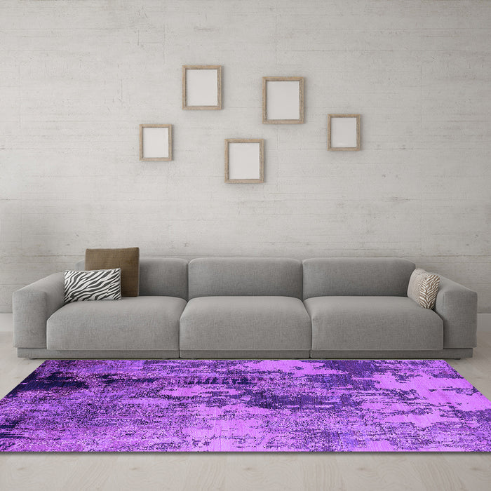 Machine Washable Oriental Purple Industrial Area Rugs in a Living Room, wshurb2812pur