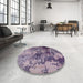 Round Machine Washable Industrial Modern Purple Rug in a Office, wshurb2812