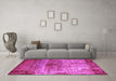 Machine Washable Oriental Pink Industrial Rug in a Living Room, wshurb2813pnk