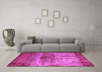 Machine Washable Oriental Pink Industrial Rug, wshurb2813pnk