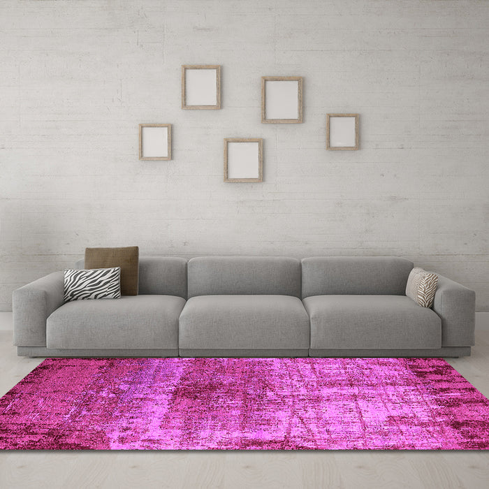 Machine Washable Oriental Pink Industrial Rug in a Living Room, wshurb2813pnk