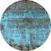 Round Oriental Light Blue Industrial Rug, urb2813lblu