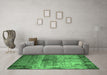 Machine Washable Oriental Emerald Green Industrial Area Rugs in a Living Room,, wshurb2813emgrn