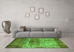 Machine Washable Oriental Green Industrial Area Rugs in a Living Room,, wshurb2813grn