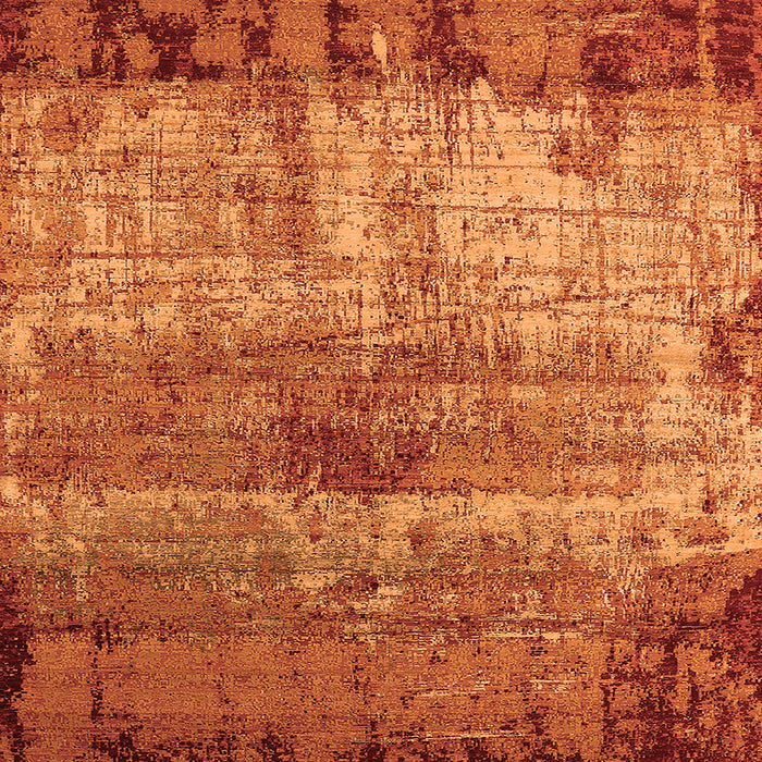 Square Machine Washable Oriental Orange Industrial Area Rugs, wshurb2813org
