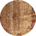 Round Oriental Brown Industrial Rug, urb2813brn