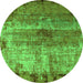 Round Oriental Green Industrial Rug, urb2813grn