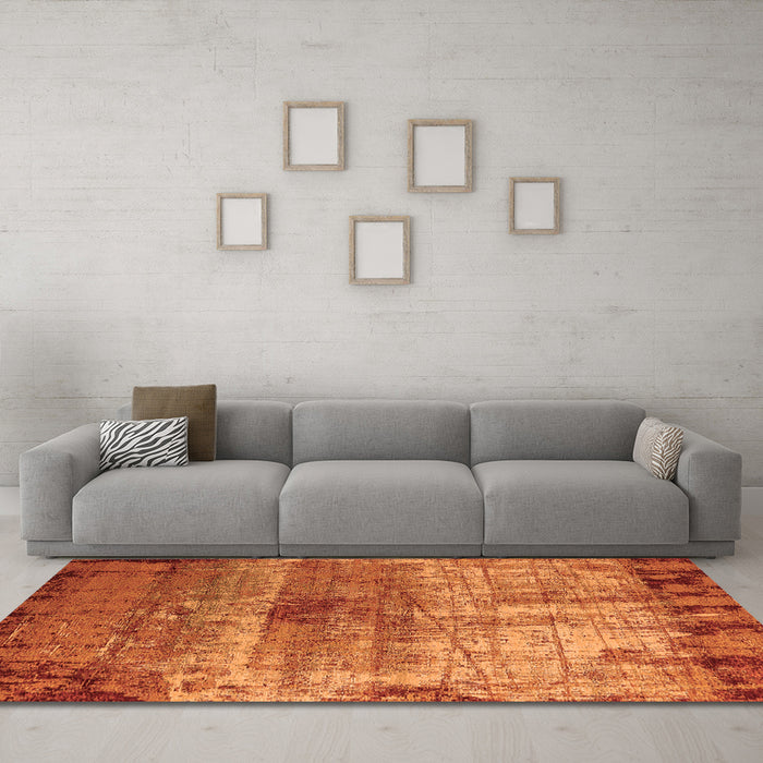 Machine Washable Oriental Orange Industrial Area Rugs in a Living Room, wshurb2813org