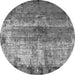 Round Machine Washable Oriental Gray Industrial Rug, wshurb2813gry