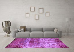 Machine Washable Oriental Purple Industrial Area Rugs in a Living Room, wshurb2813pur