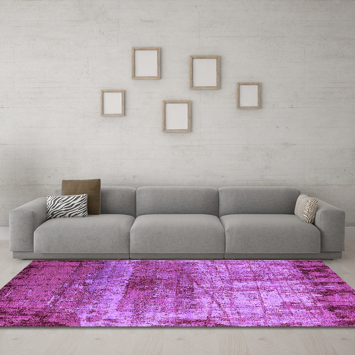 Machine Washable Oriental Purple Industrial Area Rugs in a Living Room, wshurb2813pur