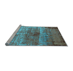 Sideview of Machine Washable Oriental Light Blue Industrial Rug, wshurb2813lblu