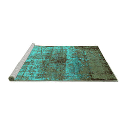 Sideview of Machine Washable Oriental Turquoise Industrial Area Rugs, wshurb2813turq