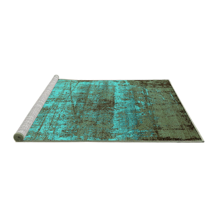 Sideview of Machine Washable Oriental Turquoise Industrial Area Rugs, wshurb2813turq