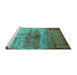 Sideview of Machine Washable Oriental Turquoise Industrial Area Rugs, wshurb2813turq