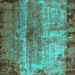 Square Oriental Turquoise Industrial Rug, urb2813turq