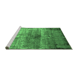 Sideview of Machine Washable Oriental Emerald Green Industrial Area Rugs, wshurb2813emgrn