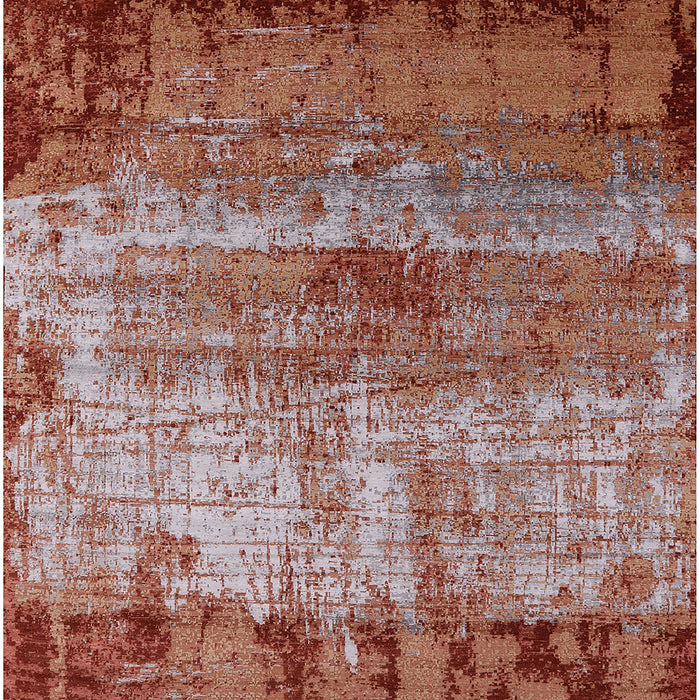 Square Mid-Century Modern Red Oriental Rug, urb2813