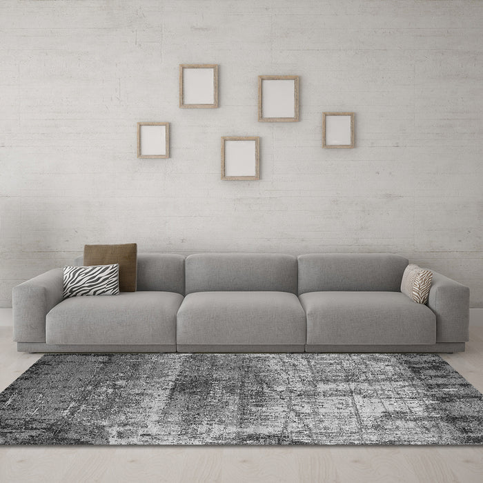 Machine Washable Oriental Gray Industrial Rug in a Living Room,, wshurb2813gry