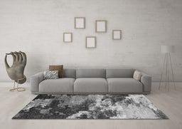 Machine Washable Oriental Gray Industrial Rug in a Living Room,, wshurb2814gry