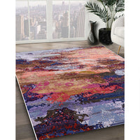 Mid-Century Modern Dark Raspberry Purple Oriental Rug, urb2814